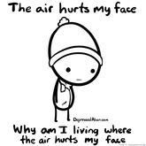 The air hurts my face cartoon